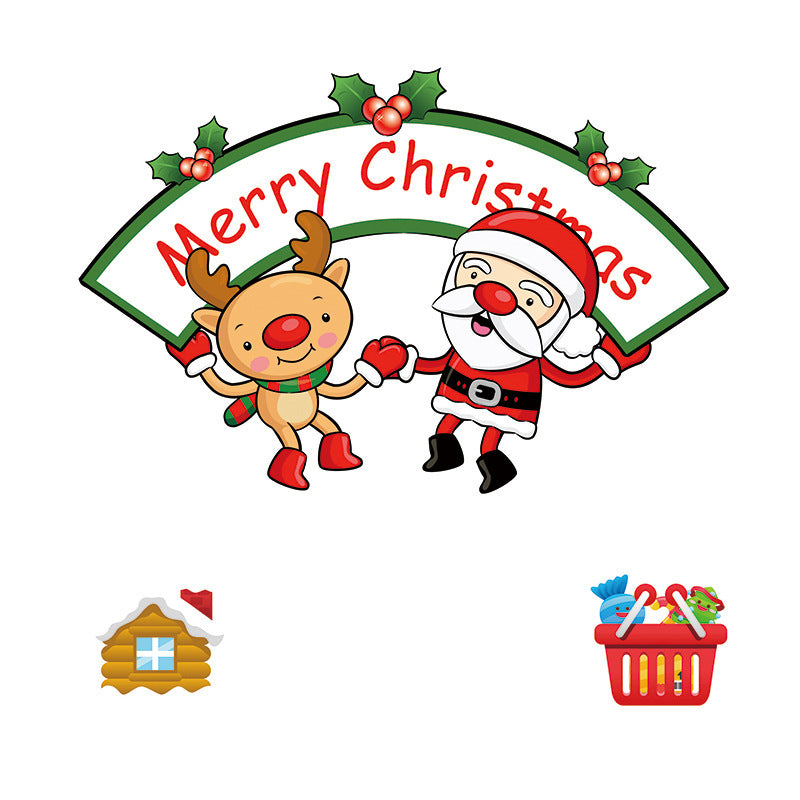 Christmas Glass Window Static Sticker Santa Claus Stickers Decoration Supplies