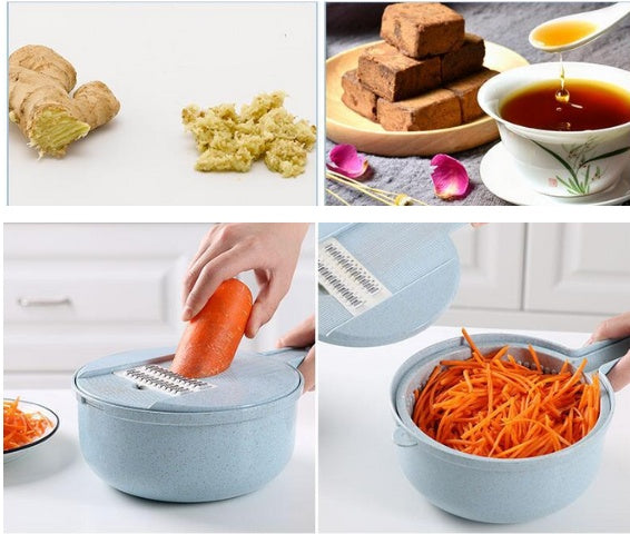 Any Day Mart 8 In 1 Mandoline Slicer Vegetable Slicer Potato Peeler Carrot Onion Grater With Strainer Vegetable Cutter Kitchen Accessories