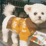 Pet Sweater Leaf Pattern Lapel Sweater