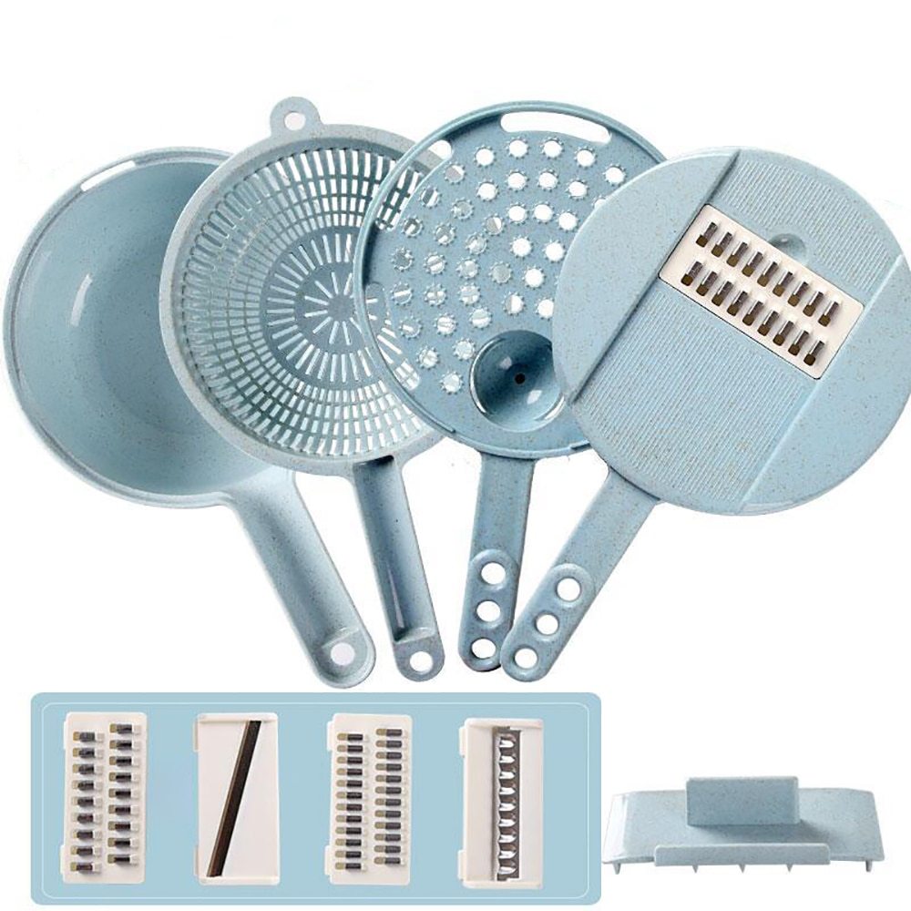 Any Day Mart 8 In 1 Mandoline Slicer Vegetable Slicer Potato Peeler Carrot Onion Grater With Strainer Vegetable Cutter Kitchen Accessories