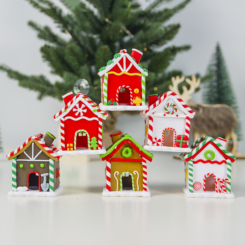 Christmas Decoration Cute Polymer Clay Colorful Cottage Decoration