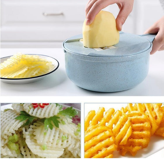 Any Day Mart 8 In 1 Mandoline Slicer Vegetable Slicer Potato Peeler Carrot Onion Grater With Strainer Vegetable Cutter Kitchen Accessories
