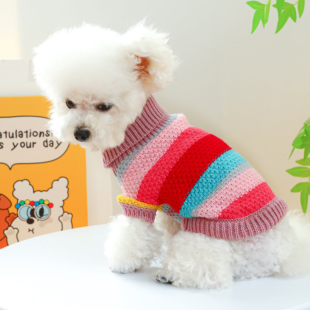Any Day Mart Pet Ring Comfortable Color Stripes Colorful Sweater
