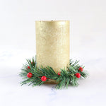 Christmas Garland Simulation Candle Holder Red Berry Garland Grass Red Stripes Berry Pine Needle Home Christmas Ring Decoration