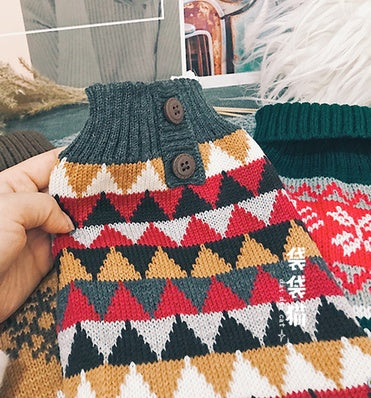 Pet Sweater Leaf Pattern Lapel Sweater