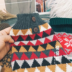 Pet Sweater Leaf Pattern Lapel Sweater