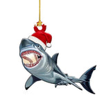 New Christmas Decoration Shark Gift Wooden Pendant Home Scene Atmosphere Decoration Christmas Tree Pendant